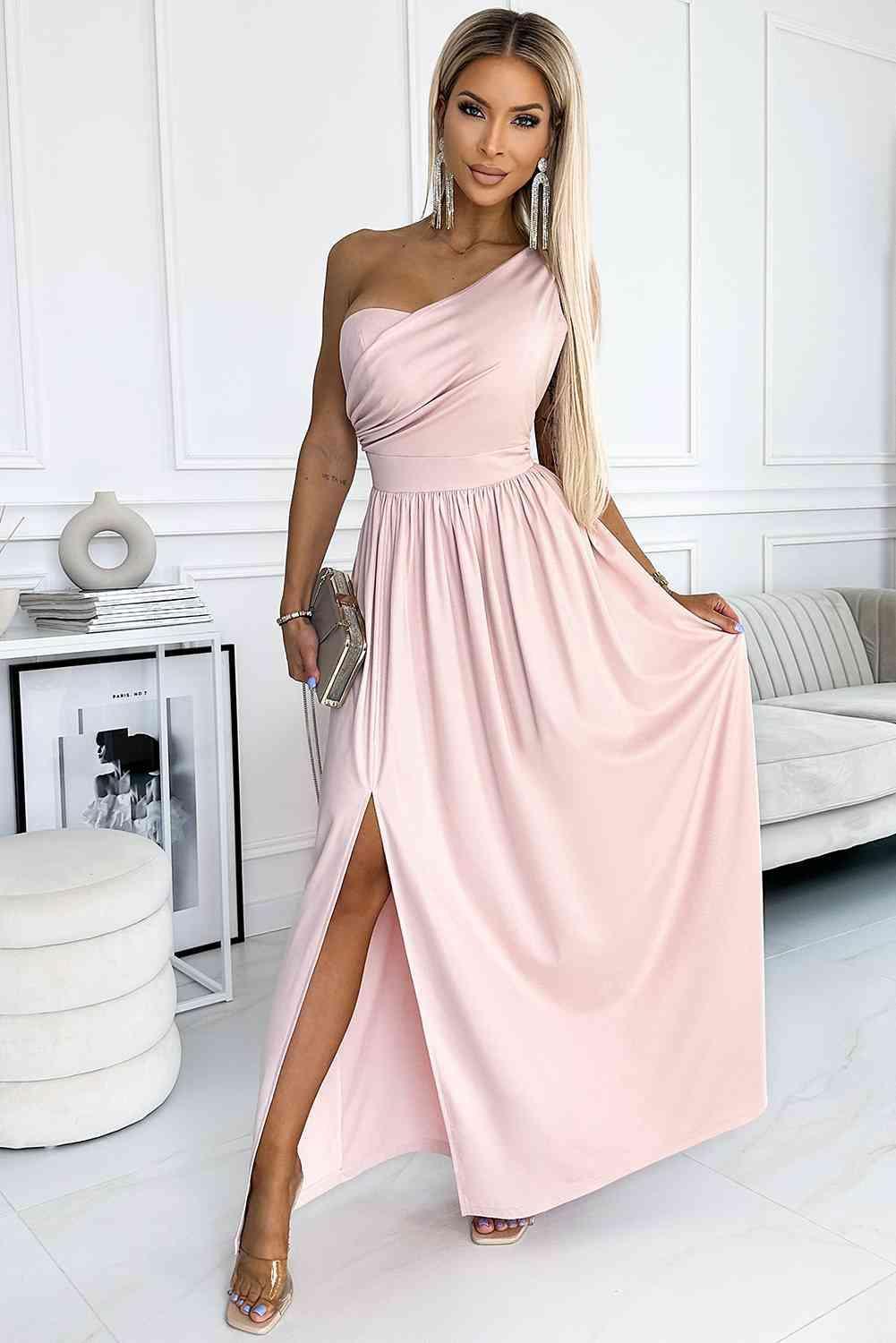 One-Shoulder Slit Maxi Dress - 808Lush