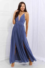 OneTheLand Captivating Muse Open Crossback Maxi Dress - 808Lush