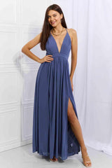 OneTheLand Captivating Muse Open Crossback Maxi Dress - 808Lush