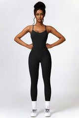 Open Back Spaghetti Strap Sports Jumpsuit - 808Lush