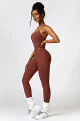 Open Back Spaghetti Strap Sports Jumpsuit - 808Lush