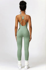 Open Back Spaghetti Strap Sports Jumpsuit - 808Lush