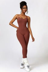 Open Back Spaghetti Strap Sports Jumpsuit - 808Lush