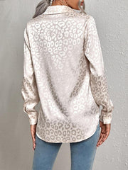 Open button leopard jacquard shirt elegant commuter long-sleeved shirt - 808Lush