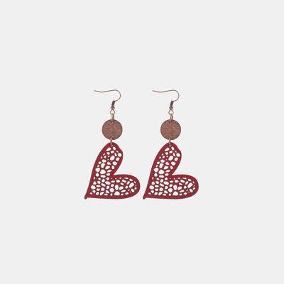 PU Leather Iron Hook Heart Earrings - 808Lush