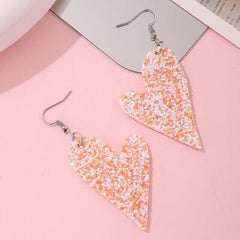 PU Leather Iron Hook Sequin Heart Earrings - 808Lush