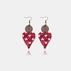 PU Leather Iron Hook Sequin Heart Earrings - 808Lush