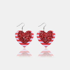 PU Leather Iron Hook Sequin Heart Earrings - 808Lush