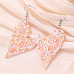 PU Leather Iron Hook Sequin Heart Earrings - 808Lush