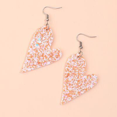 PU Leather Iron Hook Sequin Heart Earrings - 808Lush