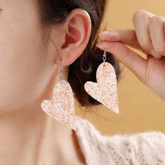 PU Leather Iron Hook Sequin Heart Earrings - 808Lush