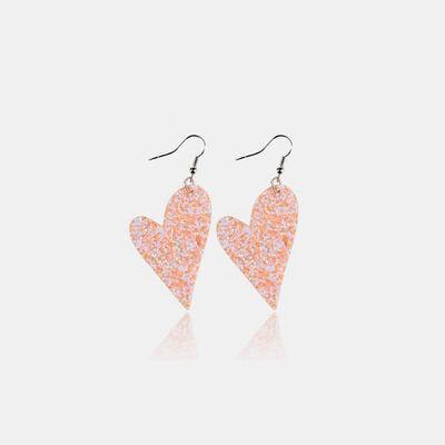 PU Leather Iron Hook Sequin Heart Earrings - 808Lush