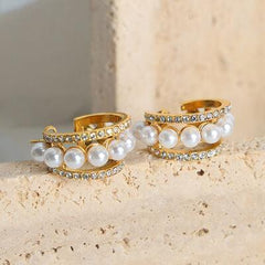 Pearl Titanium Steel C-Hoop Earrings - 808Lush