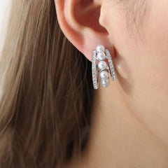 Pearl Titanium Steel C-Hoop Earrings - 808Lush