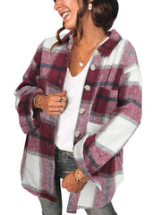 Plaid Women's Breasted Pocket Casual Jacket Women - 808Lush