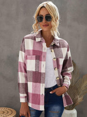 Plaid Women's Breasted Pocket Casual Jacket Women - 808Lush