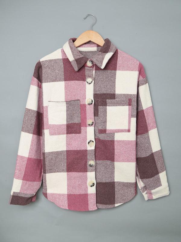 Plaid Women's Breasted Pocket Casual Jacket Women - 808Lush