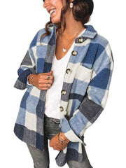 Plaid Women's Breasted Pocket Casual Jacket Women - 808Lush