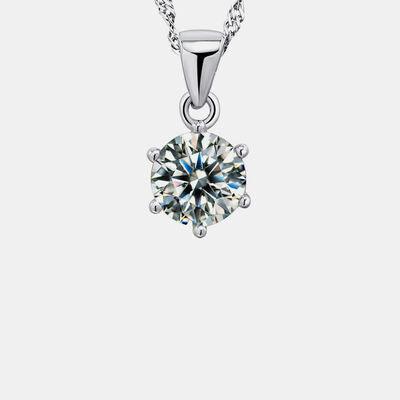 Platinum-Plated Artificial Gemstone Pendant Necklace - 808Lush