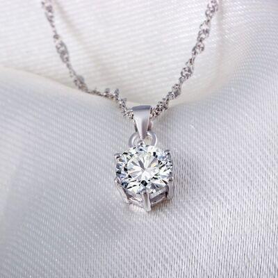 Platinum-Plated Artificial Gemstone Pendant Necklace - 808Lush