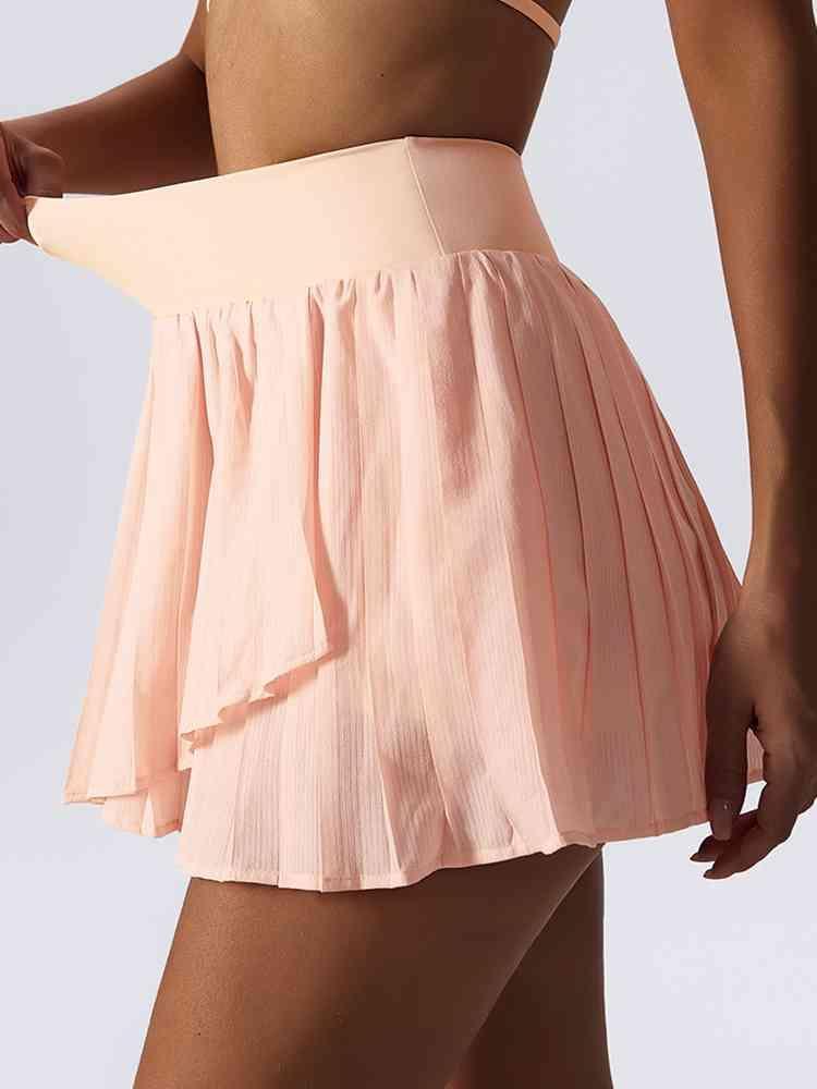 Pleated Wide Waistband Sports Skirt - 808Lush