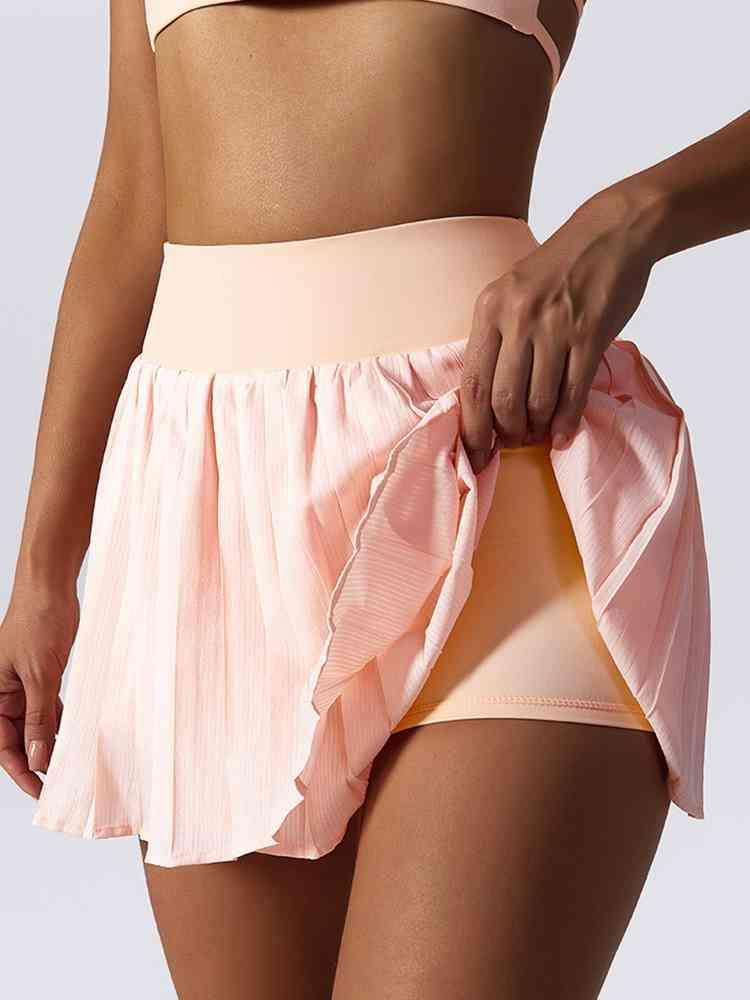 Pleated Wide Waistband Sports Skirt - 808Lush