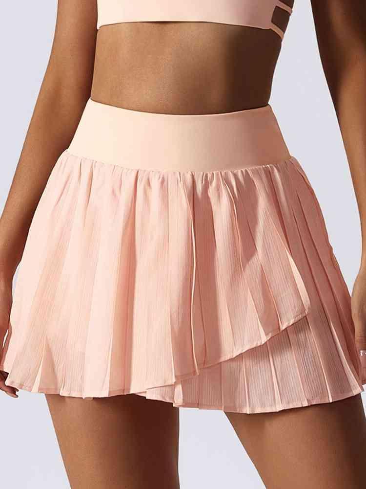 Pleated Wide Waistband Sports Skirt - 808Lush