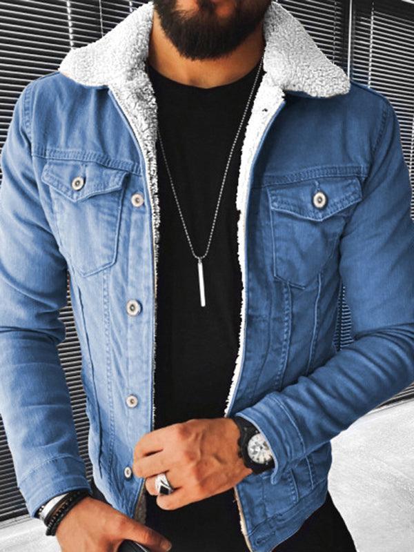 Plush Style Thickened Denim Men's Outer Jacket - 808Lush