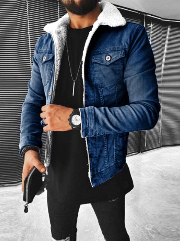 Plush Style Thickened Denim Men's Outer Jacket - 808Lush