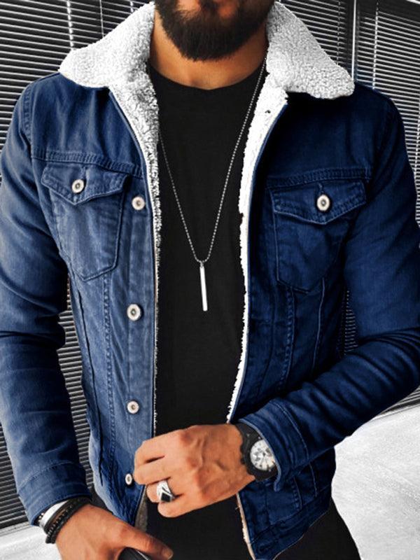 Plush Style Thickened Denim Men's Outer Jacket - 808Lush