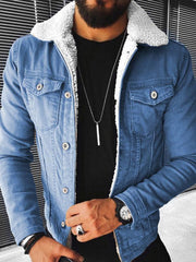 Plush Style Thickened Denim Men's Outer Jacket - 808Lush