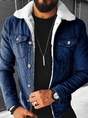 Plush Style Thickened Denim Men's Outer Jacket - 808Lush