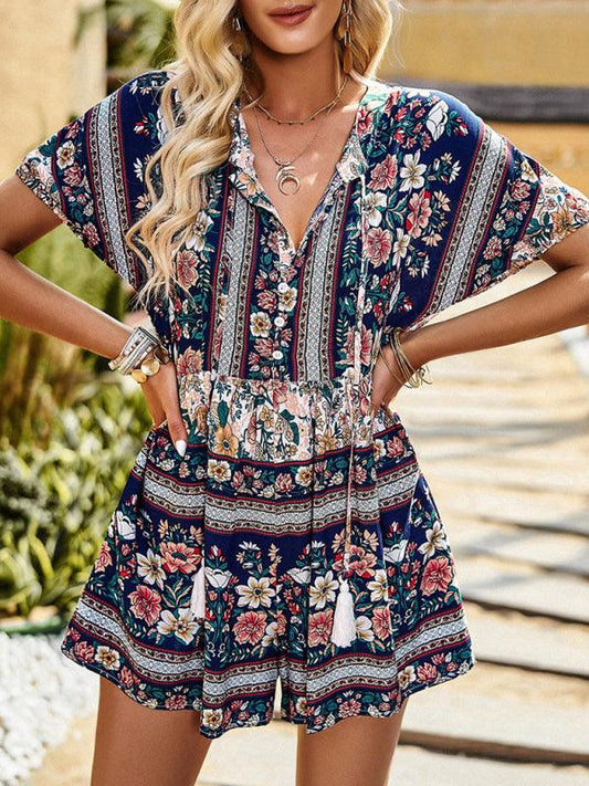 Positioning flower one-piece loose casual jumpsuit - 808Lush