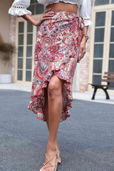 Printed Asymmetrical Wrap Skirt - 808Lush