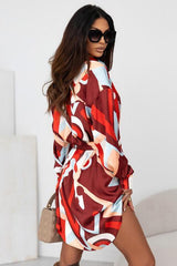 Printed Drop Shoulder Dress - 808Lush