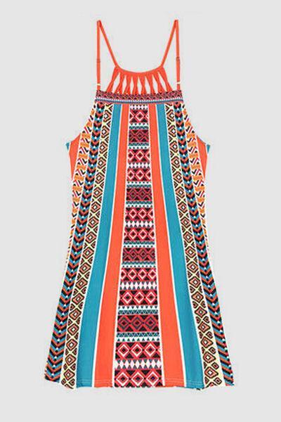 Printed Grecian Neck Mini Dress - 808Lush