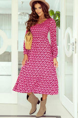 Printed Long Sleeve Midi Dress - 808Lush