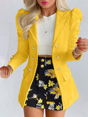 Printed princess sleeve commuter slim skirt suit style - 808Lush