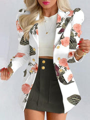 Printed princess sleeve commuter slim skirt suit style - 808Lush