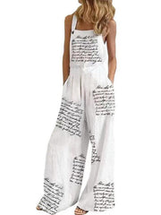 Printed sleeveless suspender jumpsuit wide leg pants women's clothing - 808Lush