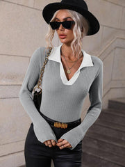 Pullover Knitwear Women's Trumpet Sleeve Lapel Sweater - 808Lush