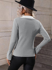 Pullover Knitwear Women's Trumpet Sleeve Lapel Sweater - 808Lush