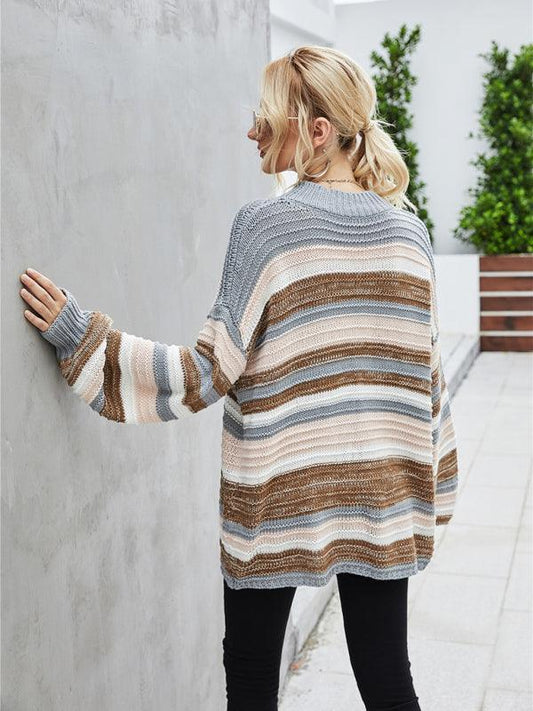 Pullover plus size women's sweater knitted patchwork sweater - 808Lush