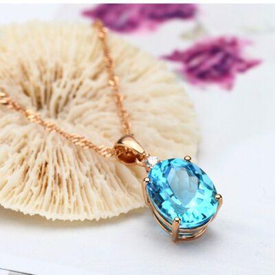 Rose Gold-Plated Artificial Gemstone Pendant Necklace - 808Lush