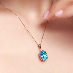 Rose Gold-Plated Artificial Gemstone Pendant Necklace - 808Lush