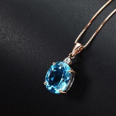 Rose Gold-Plated Artificial Gemstone Pendant Necklace - 808Lush