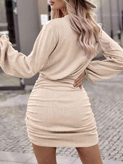 Round Neck Long Sleeve Mini Dress - 808Lush