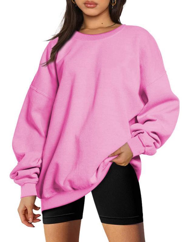 Round neck pullover loose casual velvet sweatshirt - 808Lush