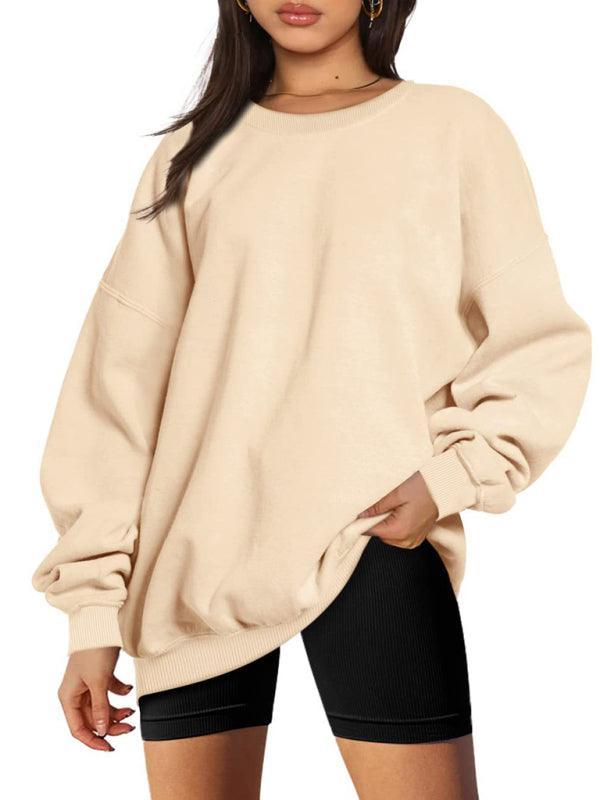 Round neck pullover loose casual velvet sweatshirt - 808Lush