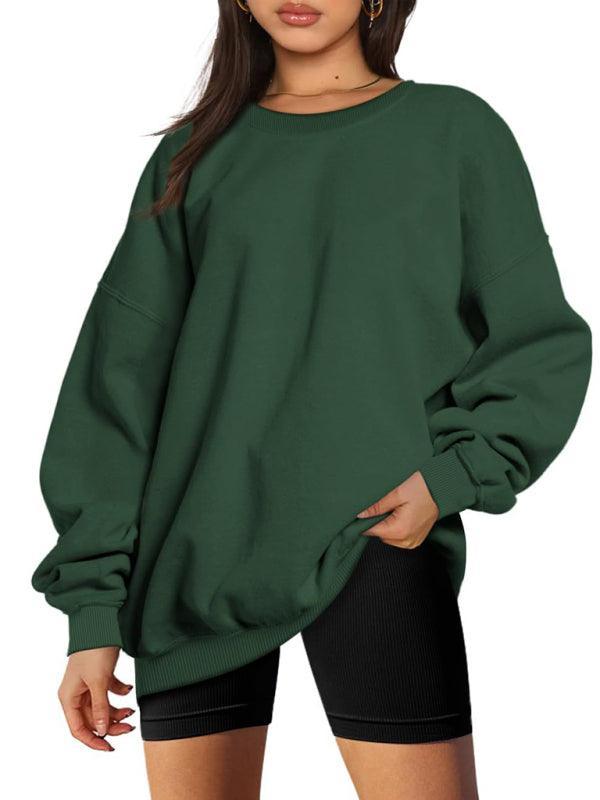 Round neck pullover loose casual velvet sweatshirt - 808Lush